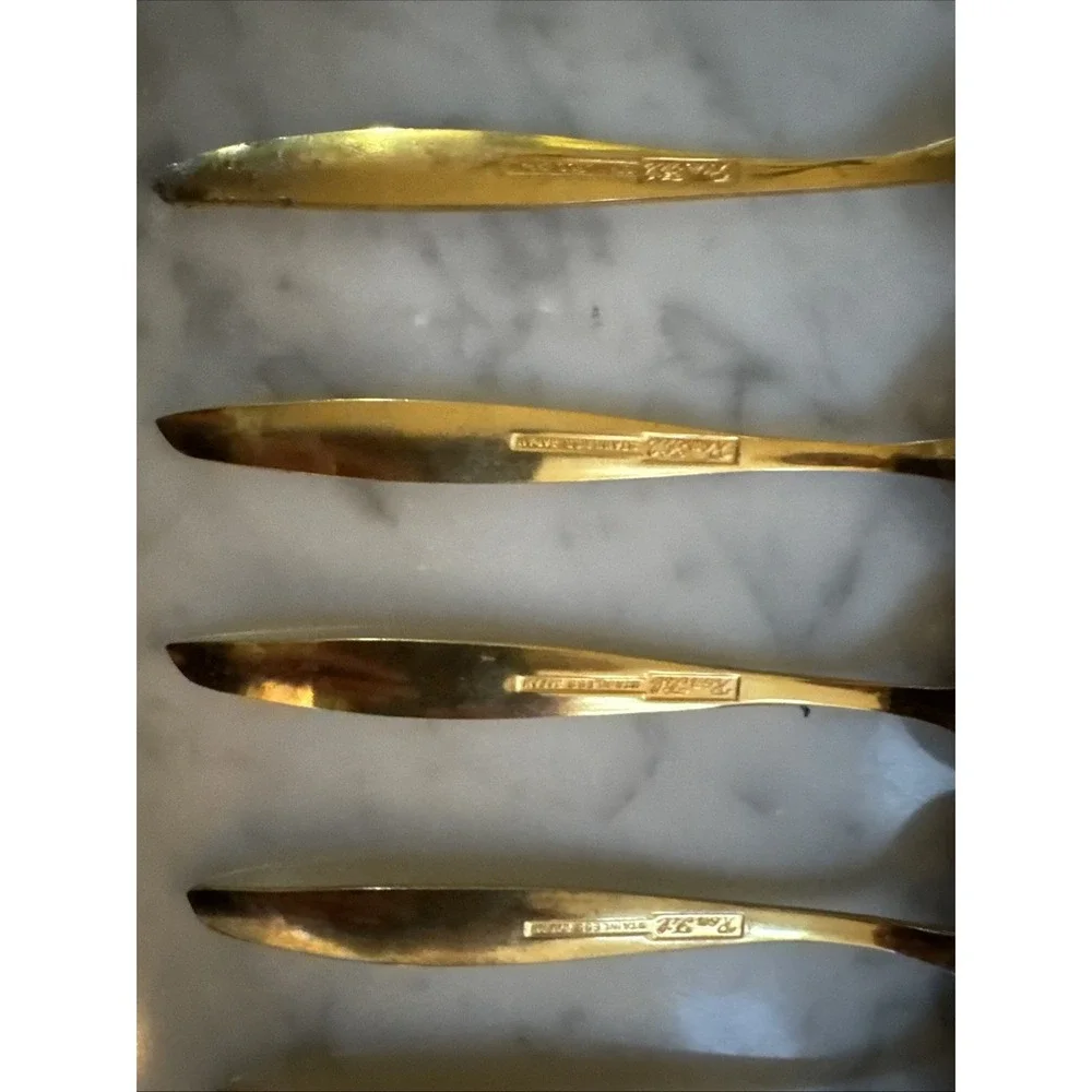 Ron FIL Japan Stainless‎ Steel Flatware Gold Tone 8 Pc Teaspoons